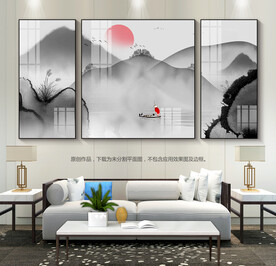 水墨山水画客厅装饰画创意水墨画