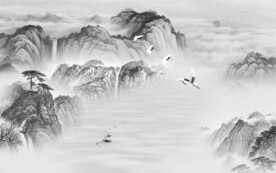 新中式意境新款山水 文件分层 