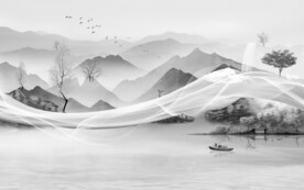 中式简约意境山水 文件分层 