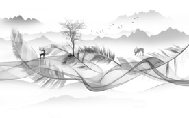 人气 简约意境山水 文件分层 