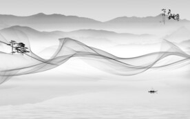 客厅风景新款山水 文件分层 