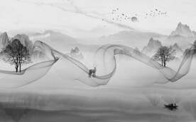 中式大气意境山水 文件分层 