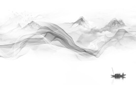 灰色大气中式山水 文件分层 