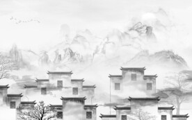 徽派大气中式山水 文件分层 