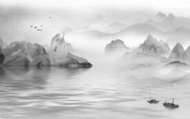 客厅大气中式山水 文件分层 