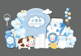 牛宝宝宴百天宴主题背景满月宴