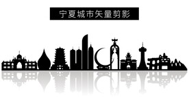 宁夏城市矢量剪影