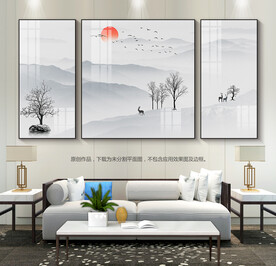 意境山水装饰画客厅背景画玄关画