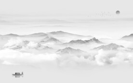 新中式山水简约新画 文件分层画