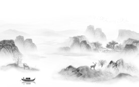 新款山水现代新画 文件分层画