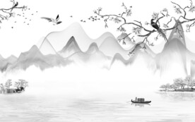 花鸟 山水现代新画 文件分层画