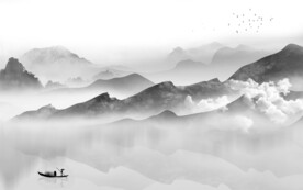 现代 山水现代新画 文件分层画