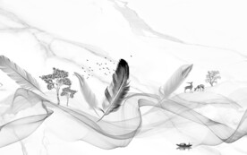 现代 羽毛新背景墙 分层文件 