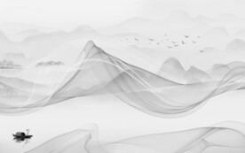 现代 新简约山水画 文件分层画