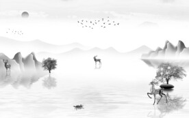 中式新爆款山水画 文件分层画