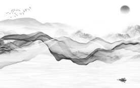 线条新爆款山水画 文件分层画