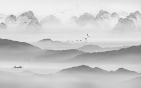 客厅 新中式山水图 文件分层画