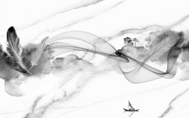 羽毛新中式山水图 文件分层画