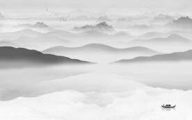 中式高清山水画 文件分层画 