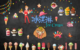 个性黑板冰淇淋工装背景墙