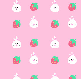 兔头 草莓 卡通 粉色 可爱