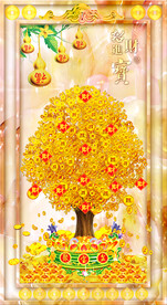 发财树 装饰画 晶瓷画