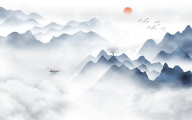 山水电视背景墙