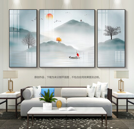 抽象山水画客厅装饰画沙发背景画