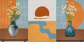 北欧风抽象花瓶风景油画装饰画