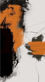 侘寂风抽象桔黄水墨油画装饰画