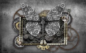 复古工业风机械齿轮餐饮背景墙