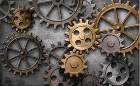 复古工业风机械齿轮餐饮背景墙