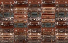 复古欧美风旧皮箱餐饮酒吧背景墙