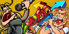 欧美风3D涂鸦音乐KTV背景墙