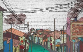 复古怀旧古镇老街酒吧餐饮背景墙