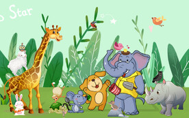 卡通动物儿童背景墙