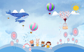 卡通儿童房背景墙