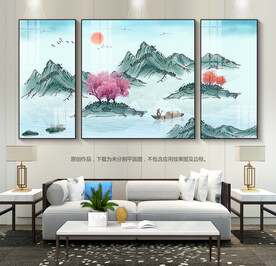 中国风客厅装饰画沙发背景画挂画