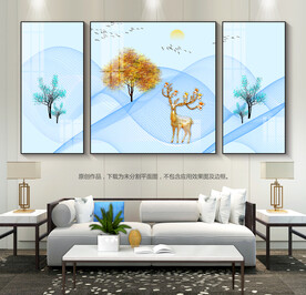 简约客厅装饰画三联画沙发背景画