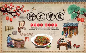 野生焖甲鱼背景墙