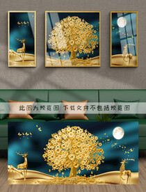 轻奢发财树装饰画