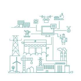 电力智慧城市线描图