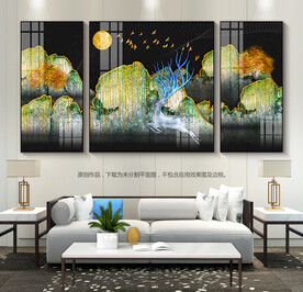 轻奢客厅装饰画晶瓷画沙发背景画