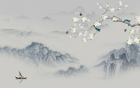 高清 中式新山水画 文件分层画