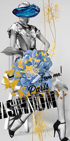 时尚美女水彩花朵蝴蝶玄关装饰画