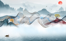 爆款客厅山水新画 文件分层 