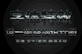 做旧金属纹理发光字