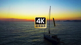 旅拍风景傍晚在海上游弋的渔船