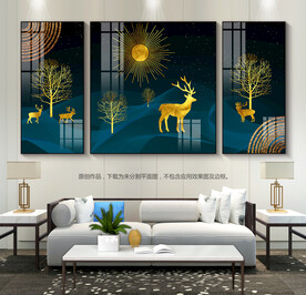 沙发装饰画玄关挂画三联画无框画