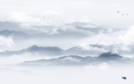 新中式高档山水墙画 文件分层画